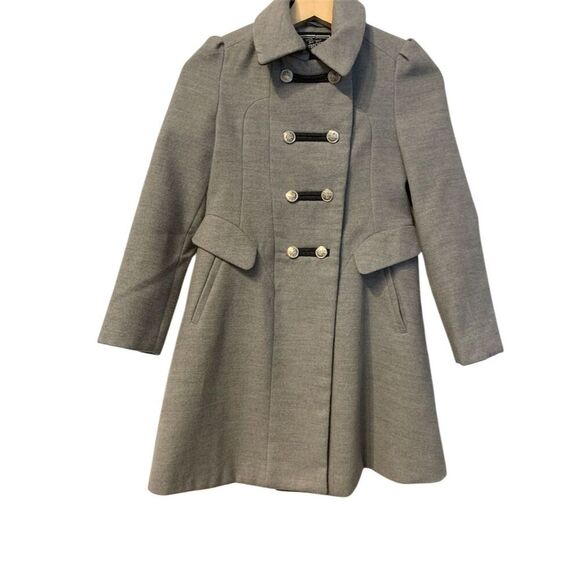 Rothschild Girls' Gray Military Coat Size 7-8 Double-Breasted Winter - Picture 1 of 5